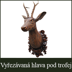 Vyřezávaná hlava pod trofej